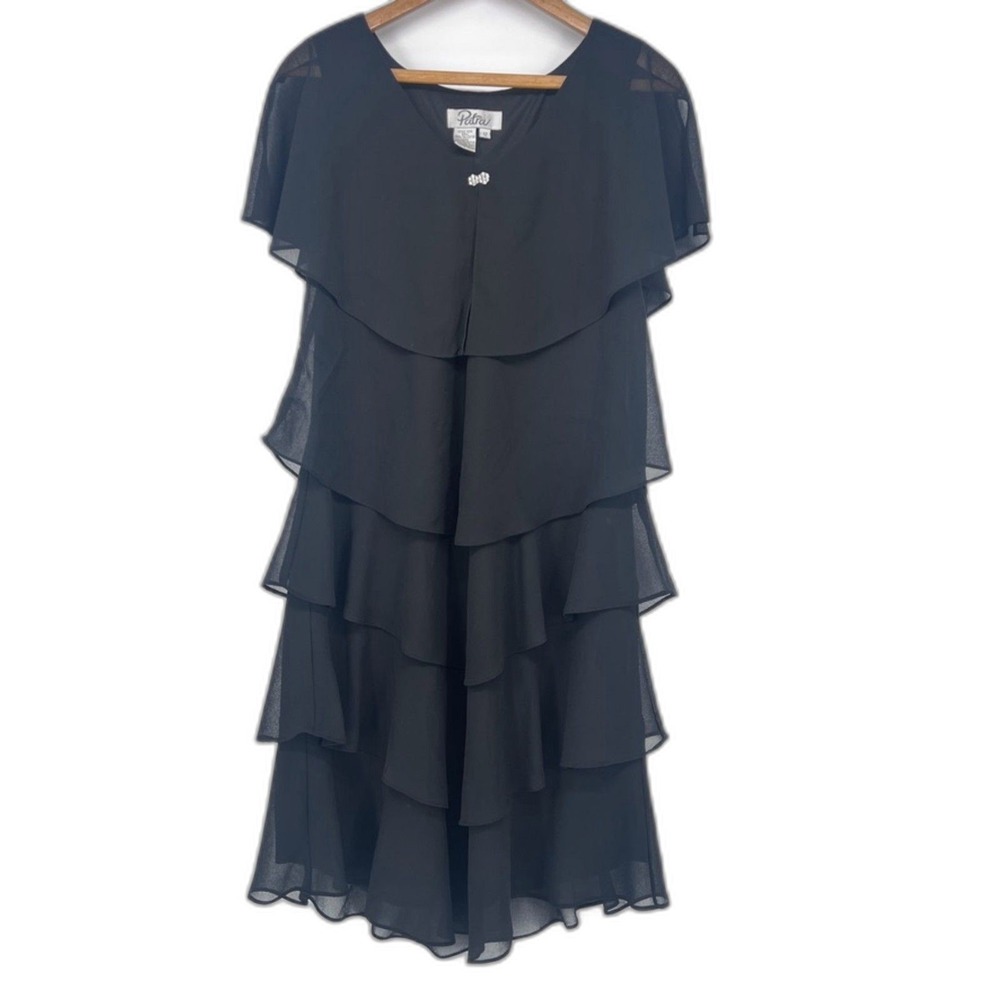 Patra Layered Chiffon Tiered Ruffle Elegant Cocktail Dress Classy Occasion Sz 12